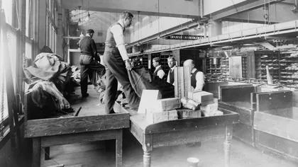 Postal workers sorting mail at the U.S. Post Office, Washington DC