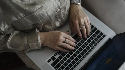 Taking an assessment on a laptop at home
